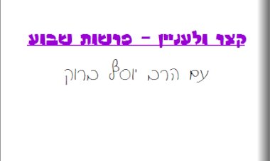 פרשת שמיני- הרב ברוק